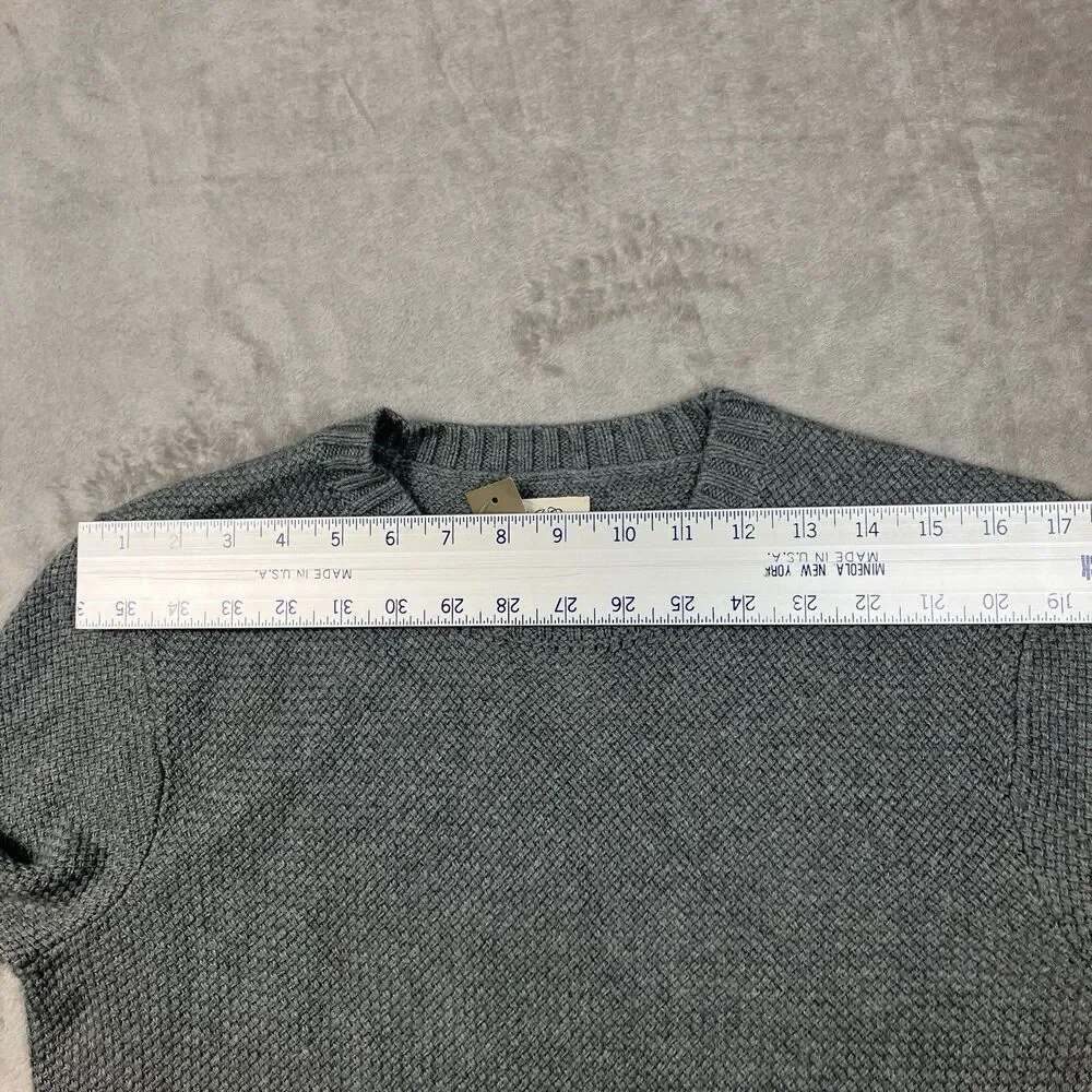 J Crew Sweater Mens S Gray Crewneck Premium Basket-stitch Cotton Layering